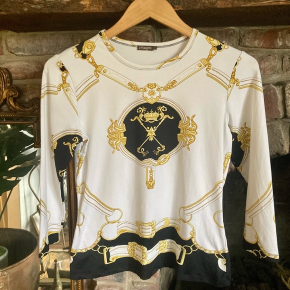 J. McLaughlin Tops - J.McLaughlin Catalina Cloth Medallion Chain Equestrian Crown Print Resort Top